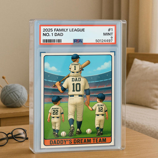 Baseball No. 1 Dad Man And Kids Trading Card Style Personalized Acrylic Block, Dad Plaque, Father's Day Gift for Baseball Husband, Dad.