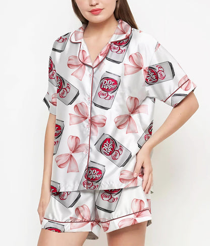 Coquette Diet Pepper Pajamas Satin Set, Drink Shirt, Mother's Day Gift, Birthday Gift, Gift For Women, Bridesmaid Gifts, Anniversary Gift