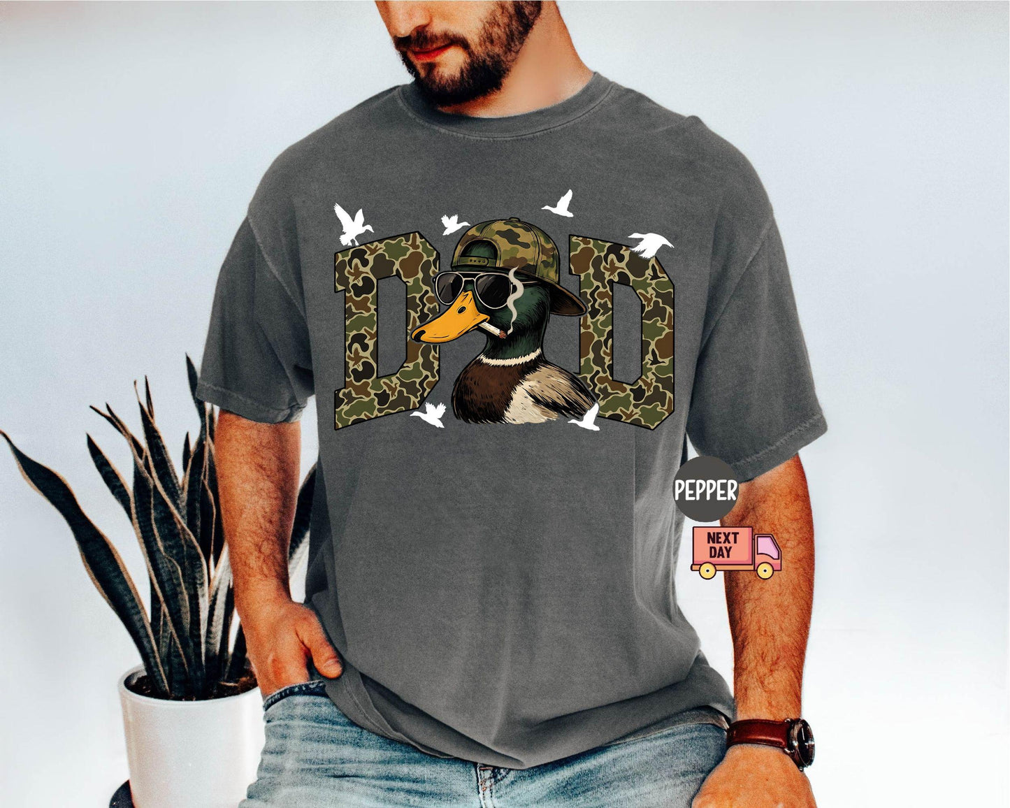 Comfort Colors® Hunting Dad T-Shirt, Duck Hunting Shirt, Mallard Duck Shirt, Daddy of Hunters, Camo Dad Shirt, Hunting Season, Daddy Shirt