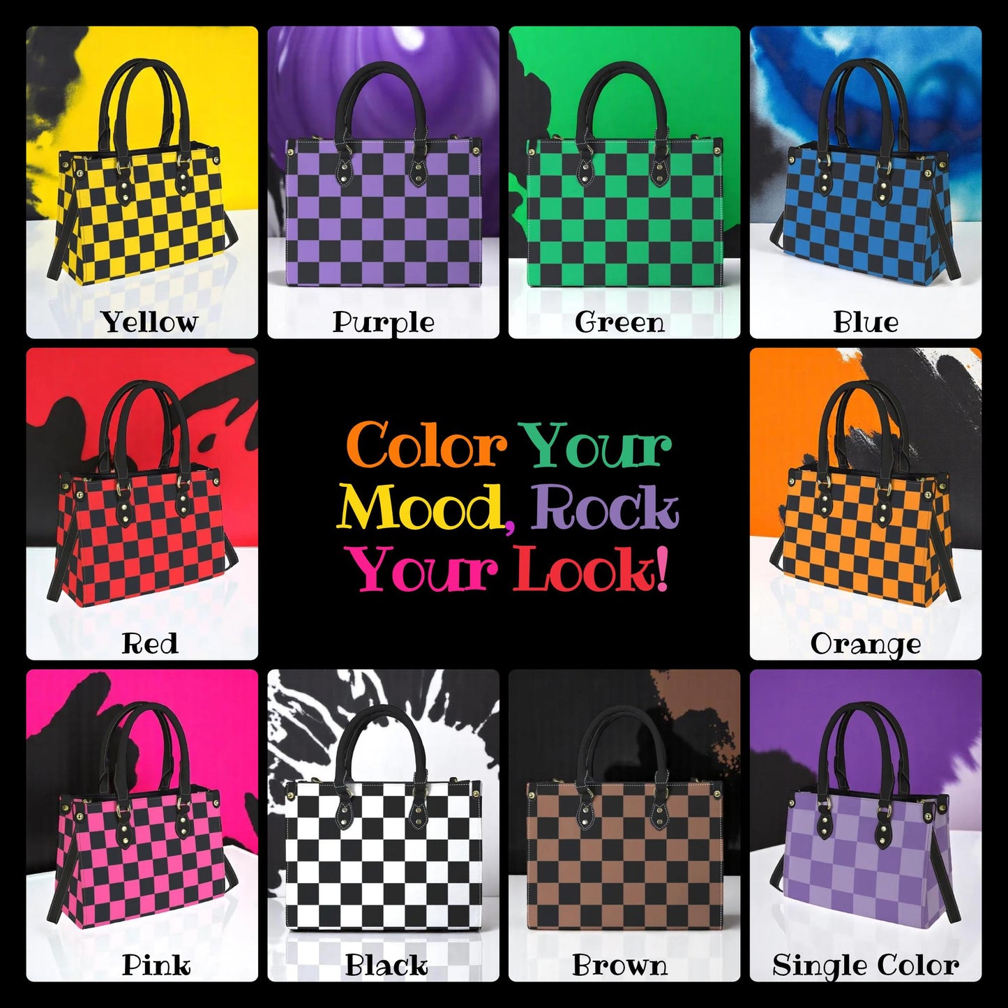 Checkmate Checkered Box Purse. Multiple Color Options, Vegan Leather Handbag, Top Handle, High-quality Crossbody Bag, Shoulder bag