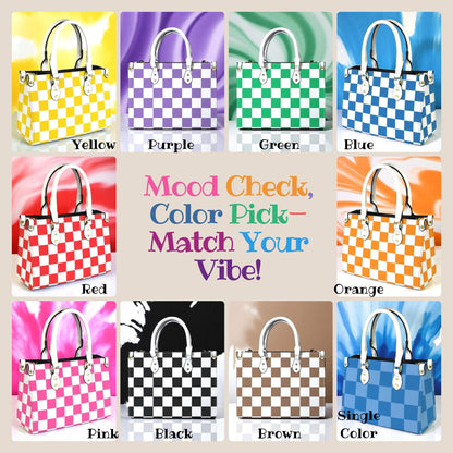 Checkmate Checkered Box Purse. Multiple Color Options, Vegan Leather Handbag, Top Handle, High-quality Crossbody Bag, Shoulder bag