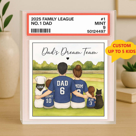 Baseball Dad Acrylic Photo Block Trading Card Style, Custom Trading Card Gift for Father's Day, Personalized Family Dad Gift from Kid, Wife