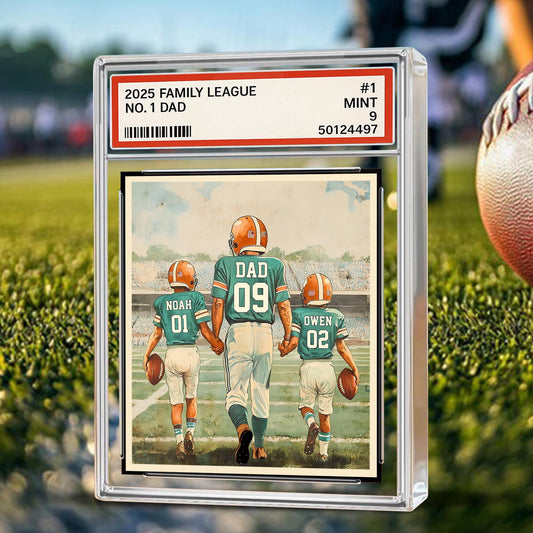Personalized Football No. 1 Dad Man And Kids Trading Card Style Acrylic Block, Father's Day Gift For Football Dad, Custom Dad Acrylic Plaque