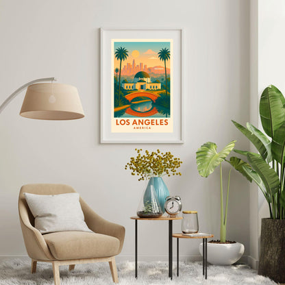 Los Angeles Travel Wall Art, LA Skyline Travel Decor, Birthday & Wedding Gift, Home or Office Poster, California City Map Print, Los Angeles
