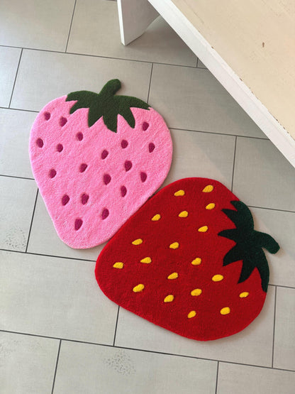 Strawberry   Rug Nursery Decoration Fruit Design Berry Accent Area Mat Kitchen Decor Dopamine Decor Playroom Theme Room Accessory Kid