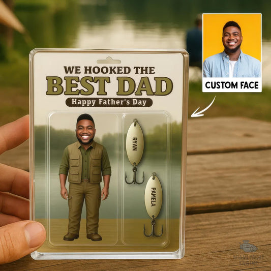 Custom Photo We Hooked The Best Dad Acrylic Block Plaque, Best Dad Fishing Acrylic Block Plaque, Father's Day Gift for Dad, Gift for Husband