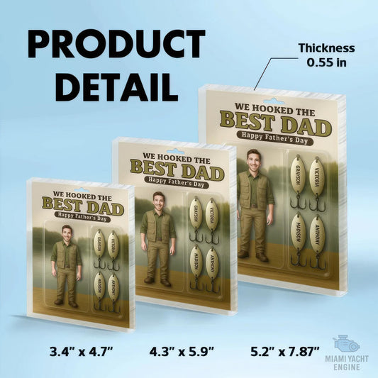 Custom Photo We Hooked The Best Dad Acrylic Block Plaque, Best Dad Fishing Acrylic Block Plaque, Father's Day Gift for Dad, Gift for Husband
