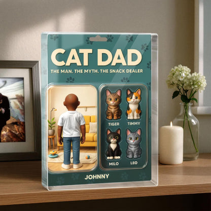Custom Name Cat Dad The Name. The Myth. The Snack Dealer Acrylic Block, Cat Dad Acrylic Block, Father's Day Gift For Dad, Gift For Husband