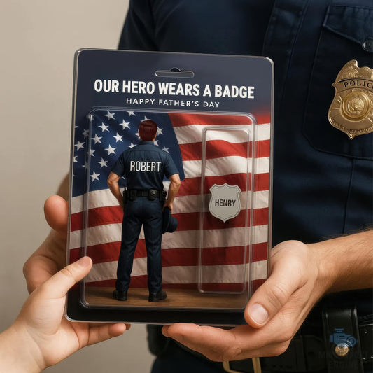Custom Name Our Hero Wears a Badge Acrylic Block Plaque, Police Dad Acrylic Block, Father's Day Gift For Dad, Gift For Husband, Gift for U.S