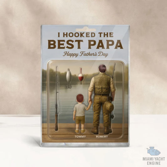 Custom Name I Hooked The Best Papa Acrylic Block Plaque, Best Dad Fishing Acrylic Block Plaque, Father's Day Gift for Dad, Gift for Husband