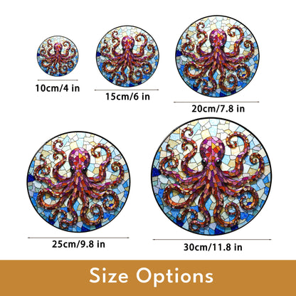Vibrant octopus mosaic glass suncatcher undersea animal decor gift for ocean lovers