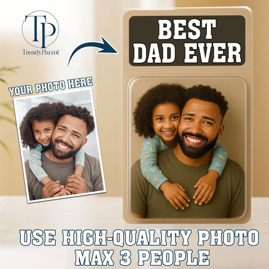 Personalized Father's Day Gifts For Dad, Custom Photo Dad And Kids Action Figure Acrylic Block, Best Dad Ever Block Plaque, Gift For Husband