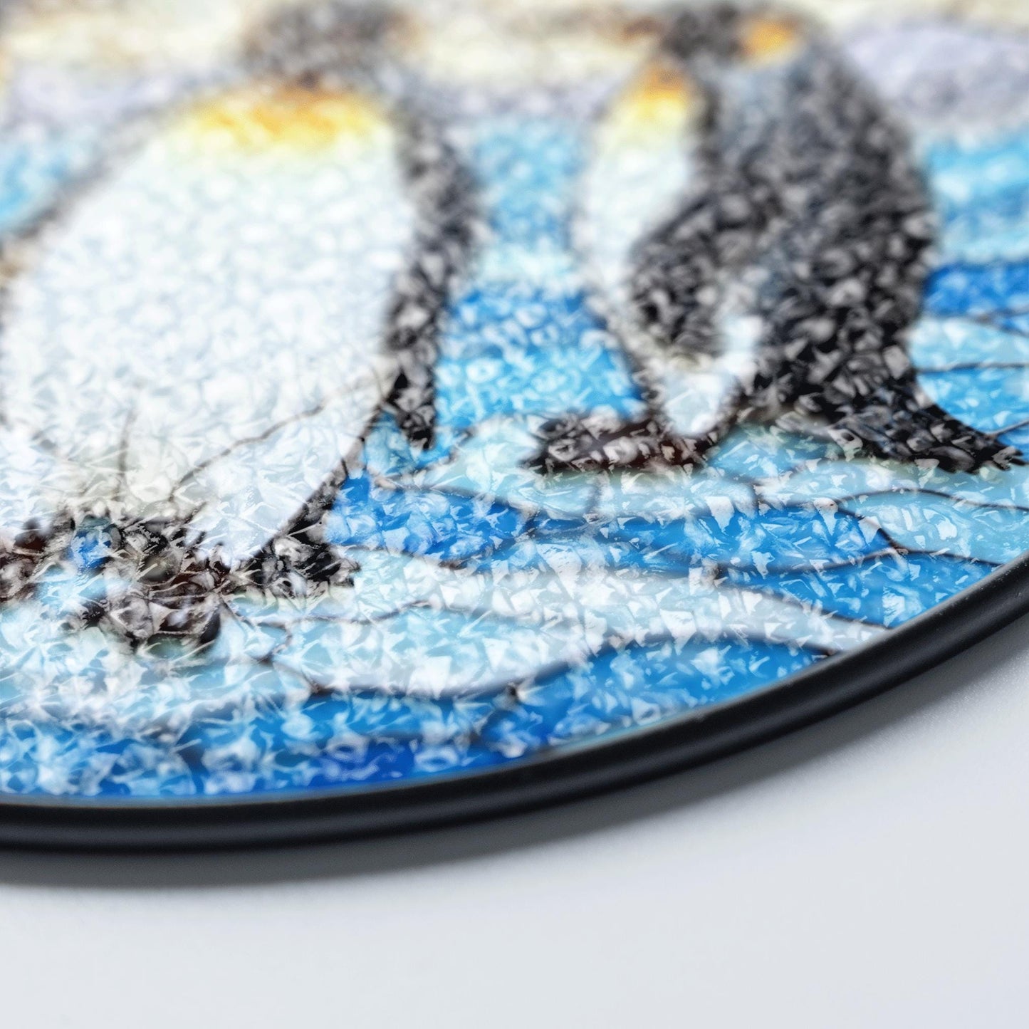 Three emperor penguins arctic stained glass suncatcher wildlife window decor gift for animal lovers