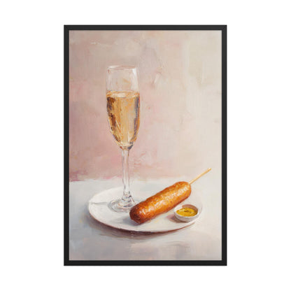 Corndog and Champagne Art Print: Quirky Bar Cart Decor