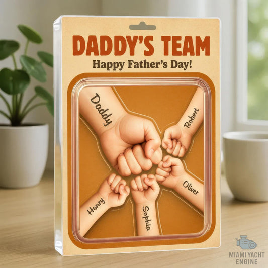 Custom Name Daddy's Team Acrylic Block Plaque, Father Daughter Fist Bump Acrylic Block Plaque, Father's Day Gift for Dad, Gift for Husband