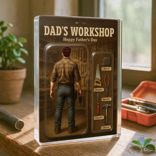 Custom Name Daddy Workshop Acrylic Block Plaque, If Dad Can’t Fix It Display Acrylic Block, Father’s Day Gift For Handy Dad,Gift For Husband