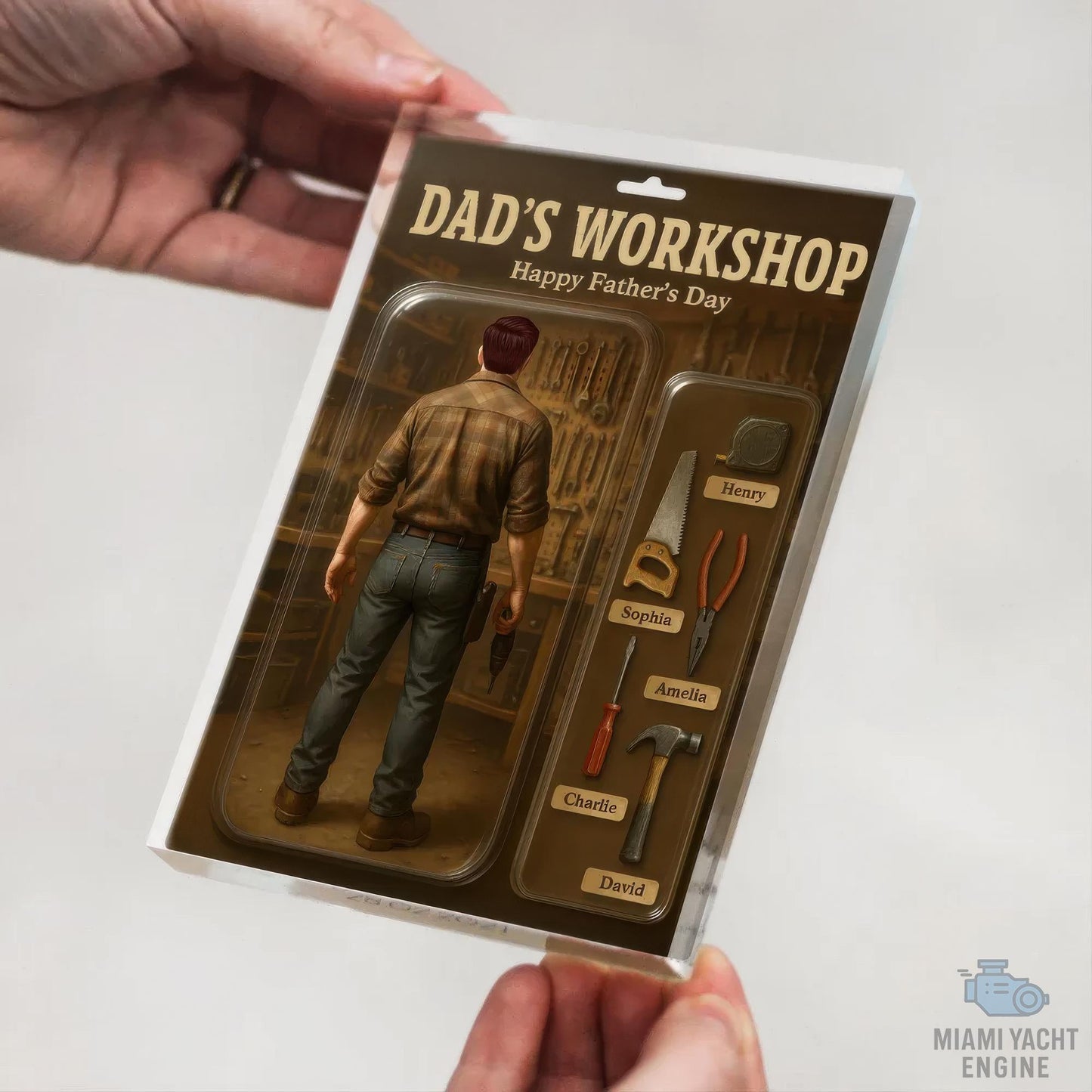 Custom Name Daddy Workshop Acrylic Block Plaque, If Dad Can’t Fix It Display Acrylic Block, Father’s Day Gift For Handy Dad,Gift For Husband