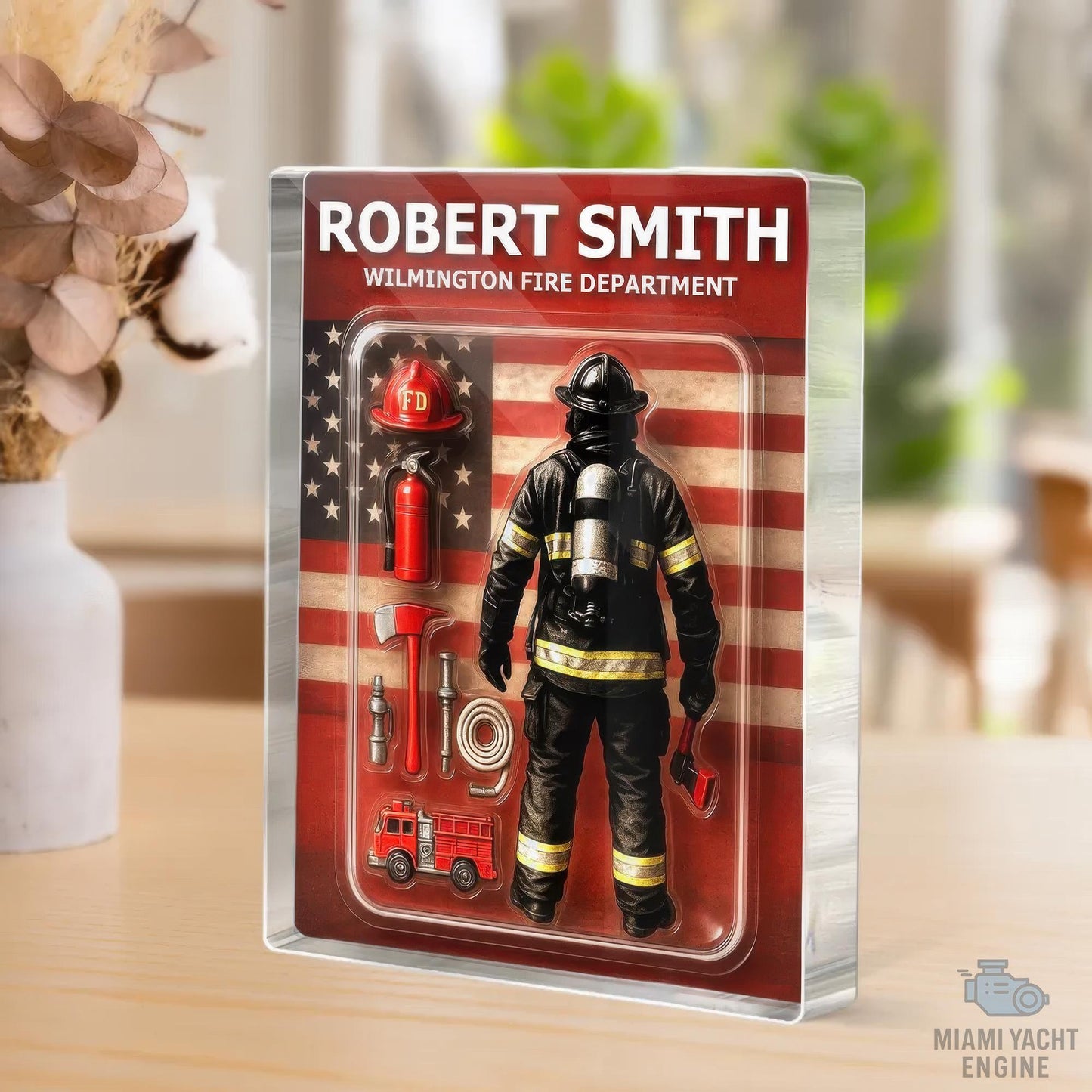 Custom Name Wilmington Fire Department Acrylic Block Plaque, Best Firefighter Dad Acrylic Block, Father's Day Gift For Dad, Gift For Husband