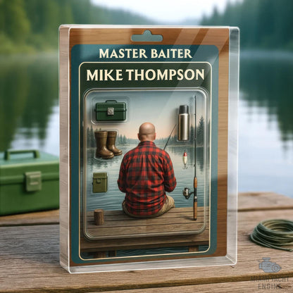 Custom Name Master Baiter Acrylic Block Plaque, Best Dad Fishing Acrylic Block, Father's Day Gift For Dad, Gift For Husband Who Love To Fish