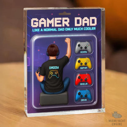Custom Name Game Dad Like A Normal Dad Only Much Cooler Acrylic Block Plaque, Gamer Dad Acrylic Block Plaque, Father's Day Gift For Dad