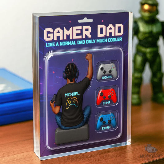 Custom Name Game Dad Like A Normal Dad Only Much Cooler Acrylic Block Plaque, Gamer Dad Acrylic Block Plaque, Father's Day Gift For Dad
