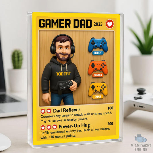 Custom Name Game Dad Card Game Acrylic Block Plaque, Custom Name Pro Gamer Dad Acrylic Block, Father's Day Gift For Dad, Gift For Husband