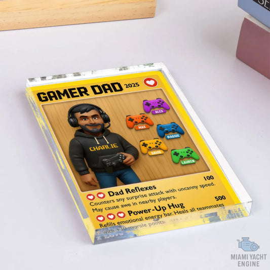 Custom Name Game Dad Card Game Acrylic Block Plaque, Custom Name Pro Gamer Dad Acrylic Block, Father's Day Gift For Dad, Gift For Husband