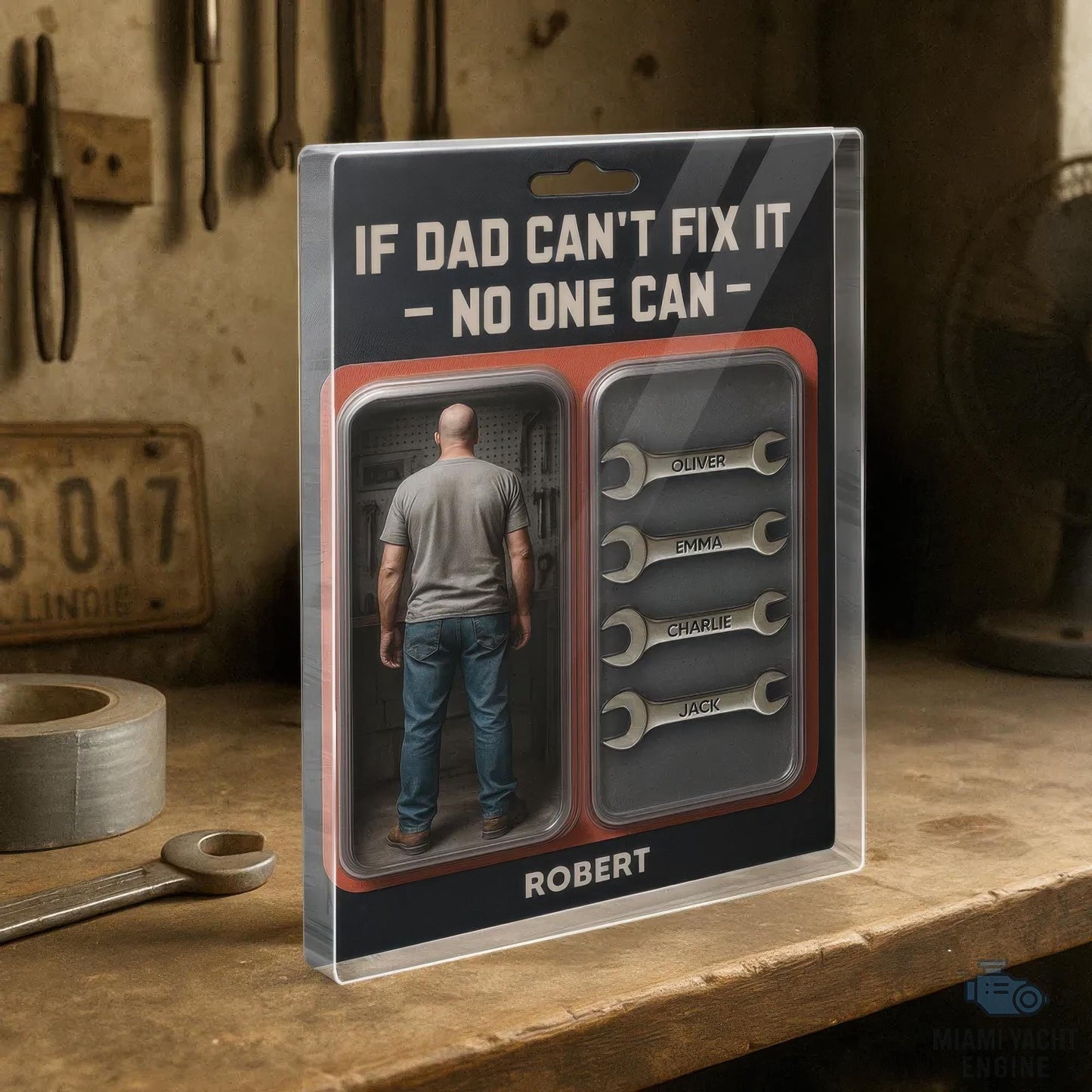 Custom Name If Dad Can’t Fix It, No One Can Acrylic Block Plaque, Dad's Workshop Tools Acrylic Block Plaque, Father’s Day Gift For Handy Dad