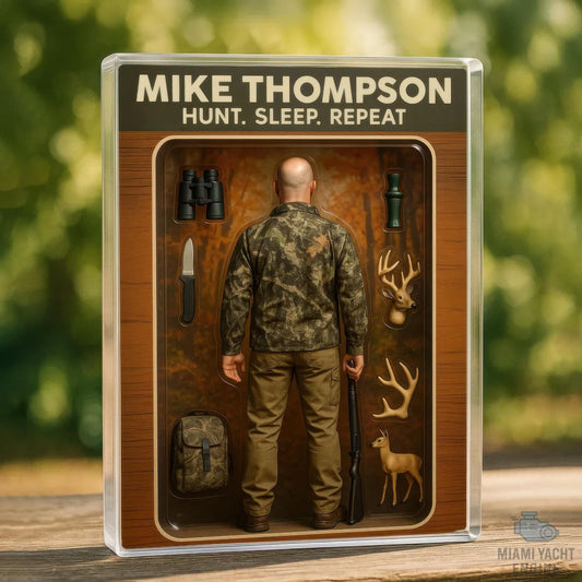 Custom Name Hunt. Sleep. Repeat Acrylic Block Plaque, Big Game Hunter Dad Acrylic Block Plaque, Father's Day Gift For Dad, Gift For Husband