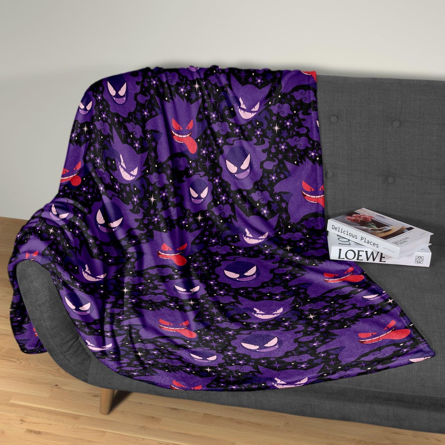 Gengar Fleece Blanket Home Decor Throw Blanket Bedroom Decor Baby Blanket Cute Ghost Cotton Blanket Gengar Blanket Gifts