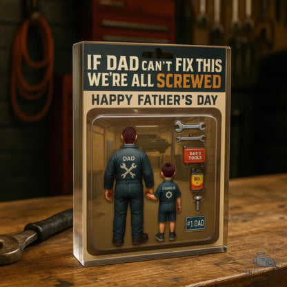 Custom Name If Dad Can't Fix This We Are All Screwed Acrylic Block Plaque, Dad Workshop Tools Acrylic Block, Father’s Day Gift For Handy Dad