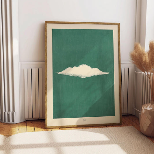 Vintage White Cloud Poster Abstract Japanese Minimalist Wall Art Print Edo Period Woodblock Illustration Wall Art Moody Bedroom Decor