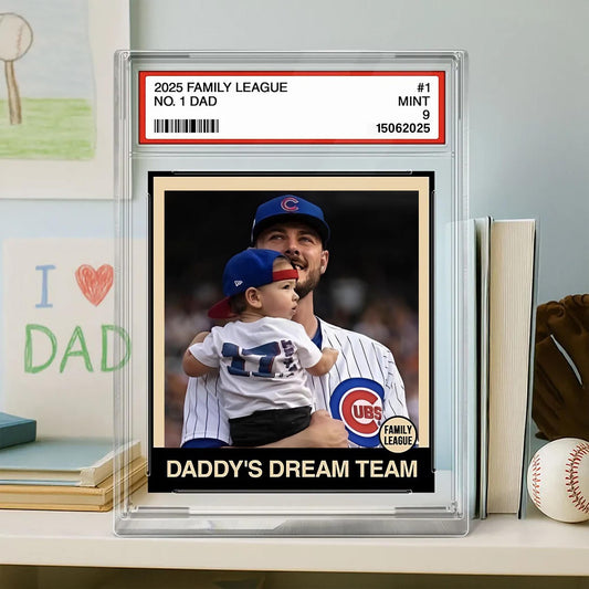 Custom Photo Family Trading Card Style Custom Figure Personalized Acrylic Block Plaque, Father's Day Gifts for Husband, Dad, Papa, Grandpa