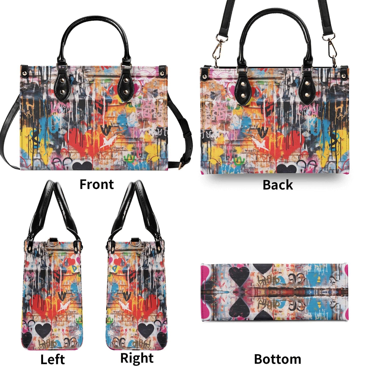 Street Canvas Square Handbag, Graffiti Art Vegan Leather Handbag, Top Handle, High-quality Crossbody Bag, Shoulder bag, Tote Bag,