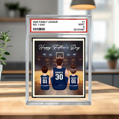 Basketball No.1 Dad Personalized Trading Card Acrylic Block Plaque, Custom Father's Day 2025 Gift, Sport Dad Keepsake, Dad & Kids Decor