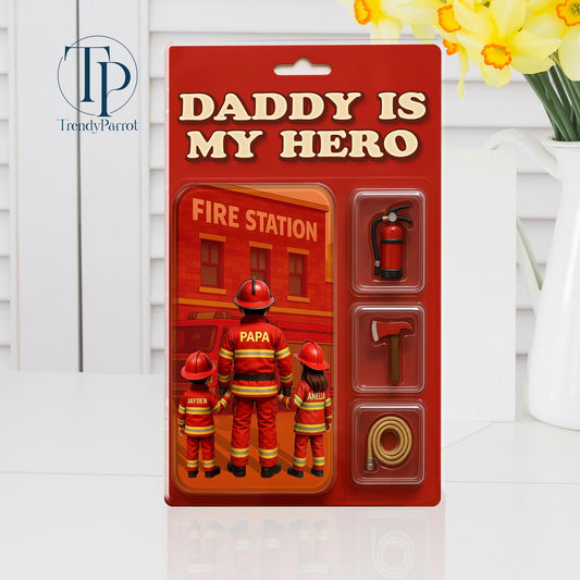 Personalized Firefighter Acrylic Block, Custom Figure Firefighter Dad Personalized Acrylic Block Plaque, Father's Day Gifts, Gift from Kids