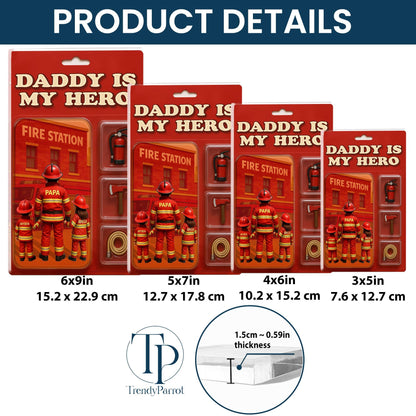 Personalized Firefighter Acrylic Block, Custom Figure Firefighter Dad Personalized Acrylic Block Plaque, Father's Day Gifts, Gift from Kids