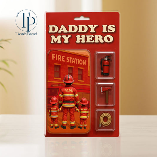 Personalized Firefighter Acrylic Block, Custom Figure Firefighter Dad Personalized Acrylic Block Plaque, Father's Day Gifts, Gift from Kids
