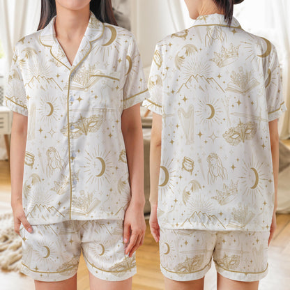 Fantasy Summer pajama set for book lover gift celestial Pjs for bookworm pj set for women satin pajama set for romantasy fans dreamland pjs