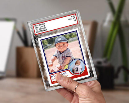 Custom Photo Baseball Cards For Newborn, Baby Announcement Trading Card Block, Custom Acrylic Block Plaque, New Dad Gift, Birthday Favors