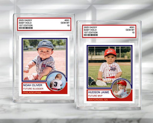 Custom Photo Baseball Cards For Newborn, Baby Announcement Trading Card Block, Custom Acrylic Block Plaque, New Dad Gift, Birthday Favors