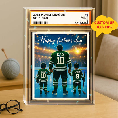 Personalized Hockey No. 1 Dad Trading Card Acrylic Block Plaque, Father's Day Gift For Hockey Player, Hockey Lover Gift, Husband Block