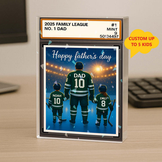 Personalized Hockey No. 1 Dad Trading Card Acrylic Block Plaque, Father's Day Gift For Hockey Player, Hockey Lover Gift, Husband Block