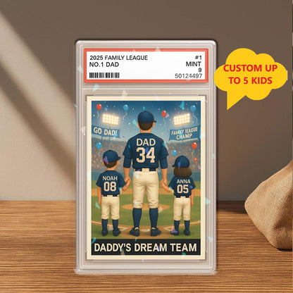 Hologram Baseball No. 1 Dad Grandpa Man & Kids Trading Card Style, Custom Acrylic Block Plaque, Baseball Dad Gift, Father's Day Gifts