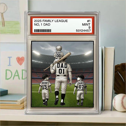 Baseball No. 1 Dad Grandpa Man & Kids Trading Card Style Personalized Acrylic Block Plaque Father's Day 2025 Gift for Baseball Dad, Husband