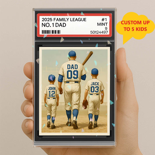 Baseball No. 1 Dad Man And Kids Trading Card Style Acrylic Block Plaque, Dad Team Father's Day Gift for Baseball Dad, Husband Gift RE-LS7240
