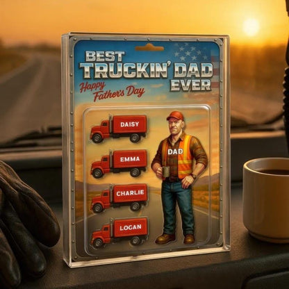 Custom Name Best Truckin' Dad Ever Acrylic Block Plaque, Truck Driver Dad Acrylic Block Plaque,Father's Day 2025 Gift, Gift For Dad, Husband