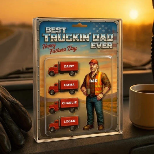 Custom Name Best Truckin' Dad Ever Acrylic Block Plaque, Truck Driver Dad Acrylic Block Plaque,Father's Day 2025 Gift, Gift For Dad, Husband