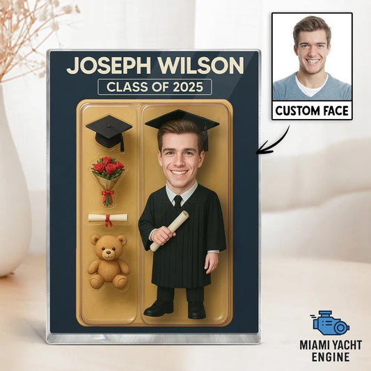 Personalized 3D Graduation Acrylic Plaque, Flat Rectangle Custom Figure, Memorable Keepsake, Graduation Gift