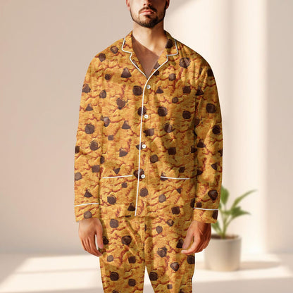 Funny Cookie Chocolate Satin Pajamas Set, Chocolate Chip Women Sleepwear, Food Lover Matching Pjs, Cozy Loungewear, Gift For Her